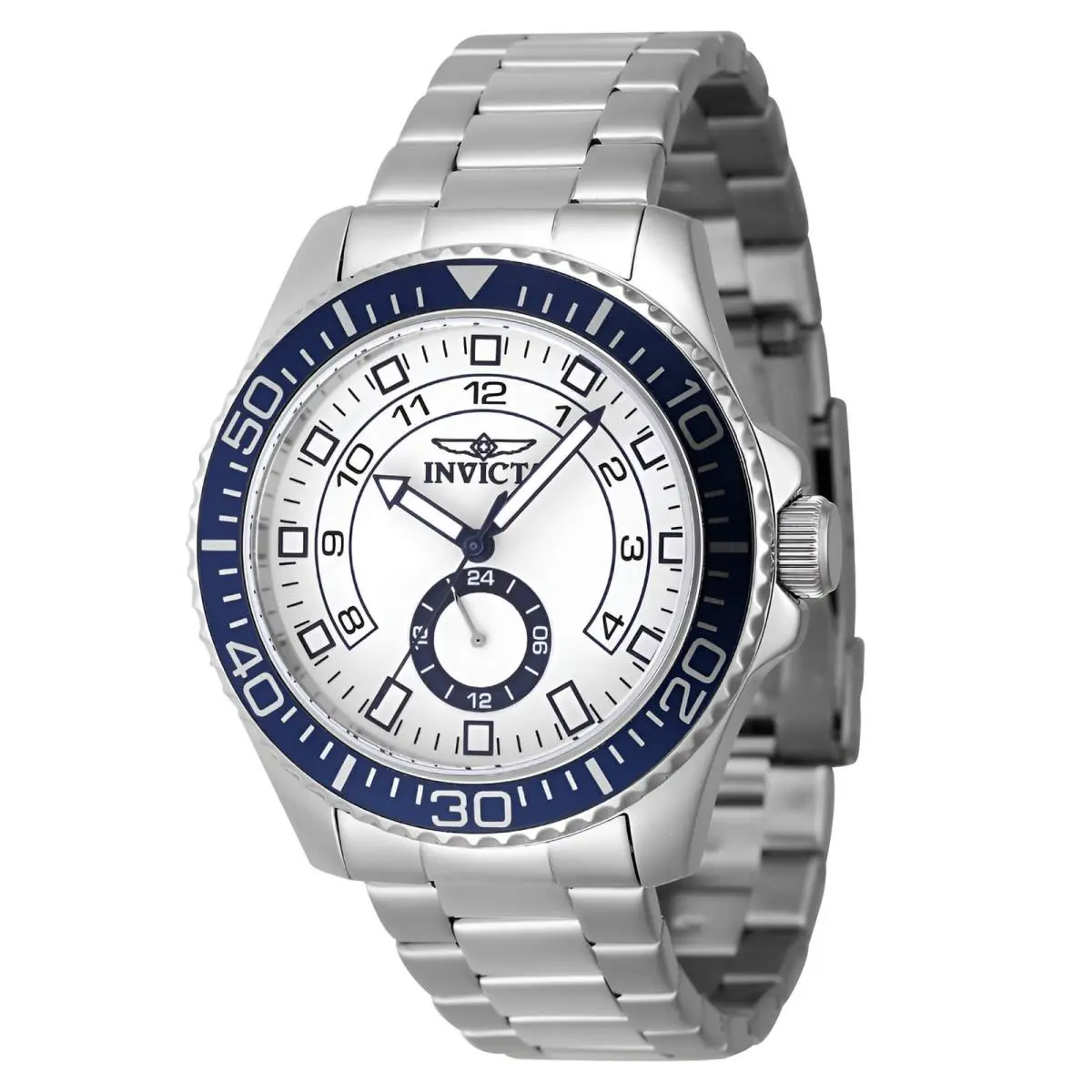 Invicta Men`s Watch Pro Diver White Dial Silver Stainless Steel Bracelet 47124 - Dial: White, Band: Silver