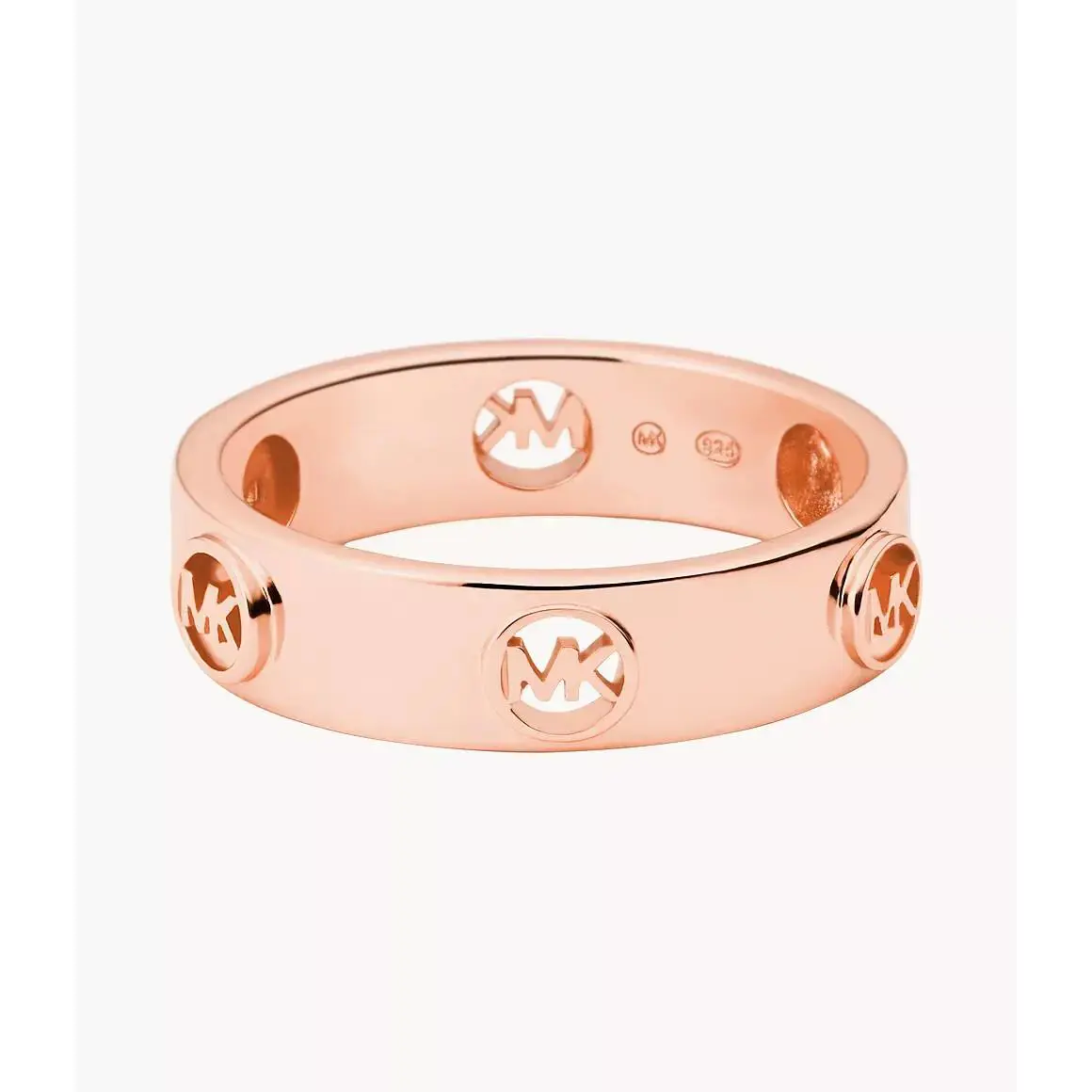 Michael Kors MK Logo Ring 14K Rose Gold Plated Sterling Silver Size 7 + Gift Box