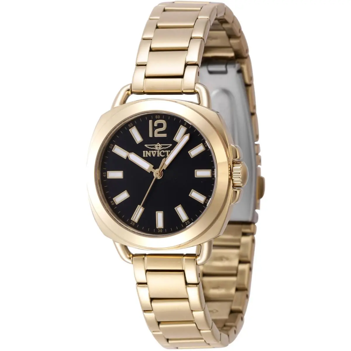 Invicta Women`s Watch Wildflower Quartz Black Dial Yellow Gold Bracelet 47326
