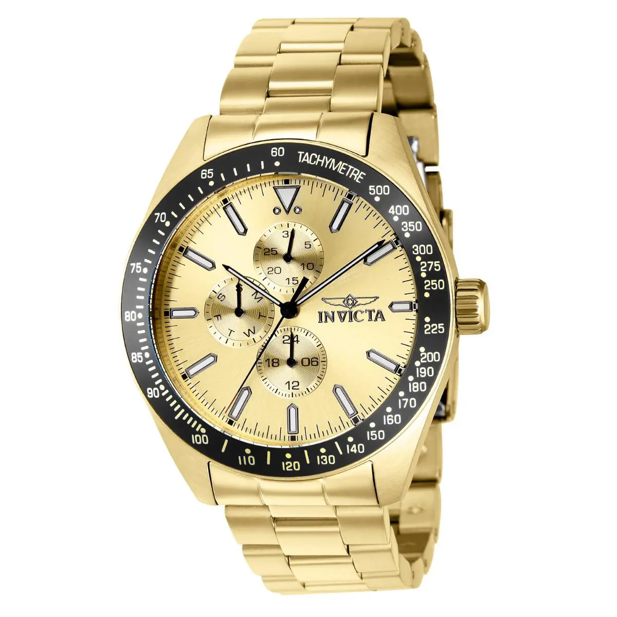 Invicta Aviator Storm Men`s Watch - Analog Display Japanese Quartz 45mm Gold