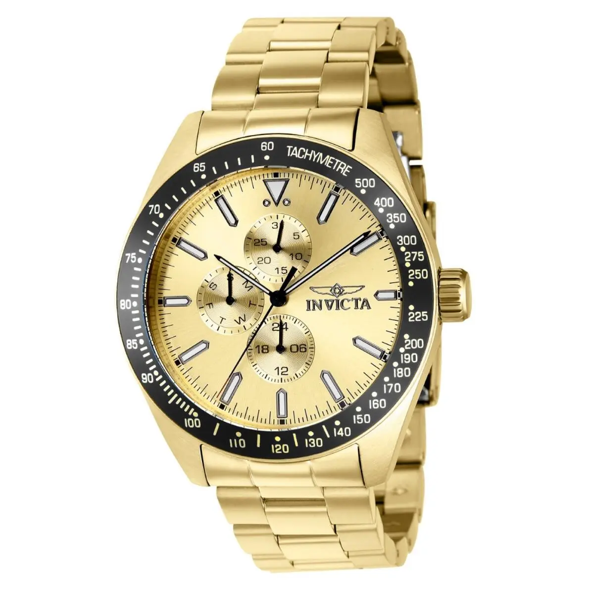 Invicta Aviator Storm Men`s Watch - Analog Display Japanese Quartz 45mm Gold
