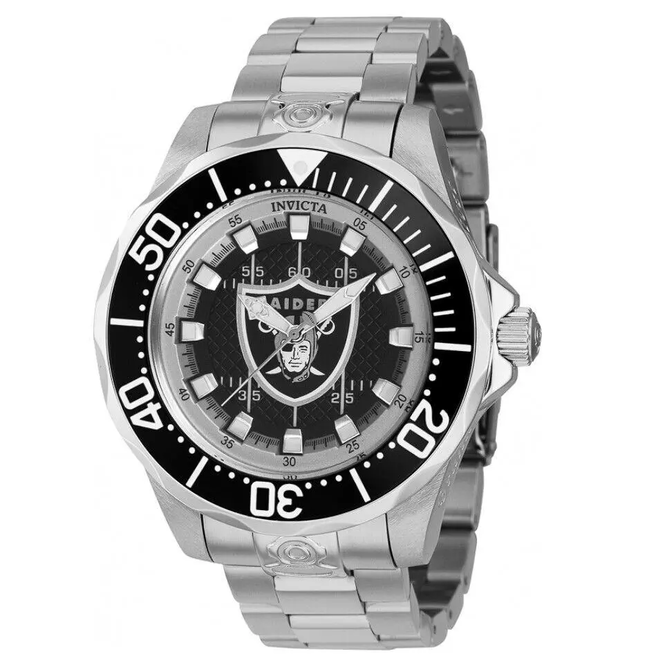 Invicta Nfl Las Vegas Raiders Automatic Men`s 47mm Grand Diver Watch 42117