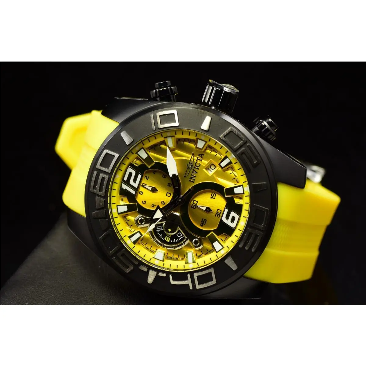 Pro Diver Chronograph Quartz Yellow Dial Yellow Tone Men`s Watch 50mm by Invicta