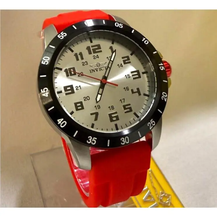 Invicta Pro Diver Stratus Mens 45mm Quartz Silver Dial Silicone Strap SS Watch