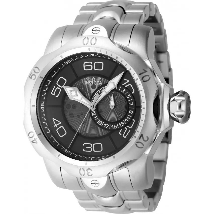 Invicta 47931 Men`s 54mm Venom Quartz Black Dial Silver Stainless Steel Watch
