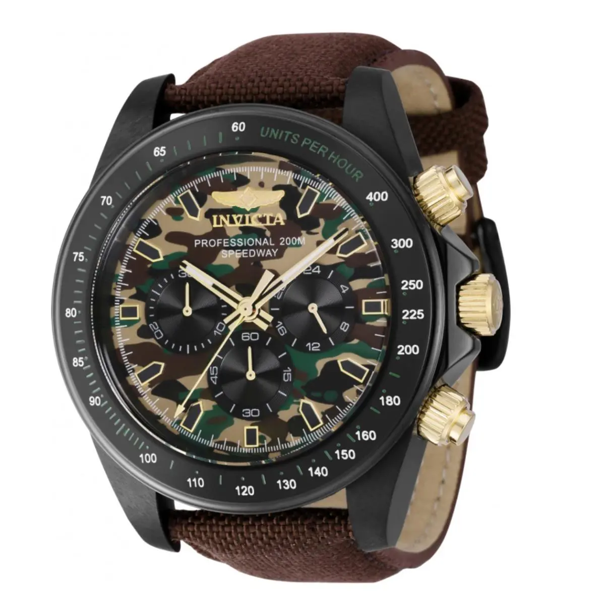 Invicta Speedway Men`s 50mm Tactical Camo Brown Cordura Chronograph Watch 43678