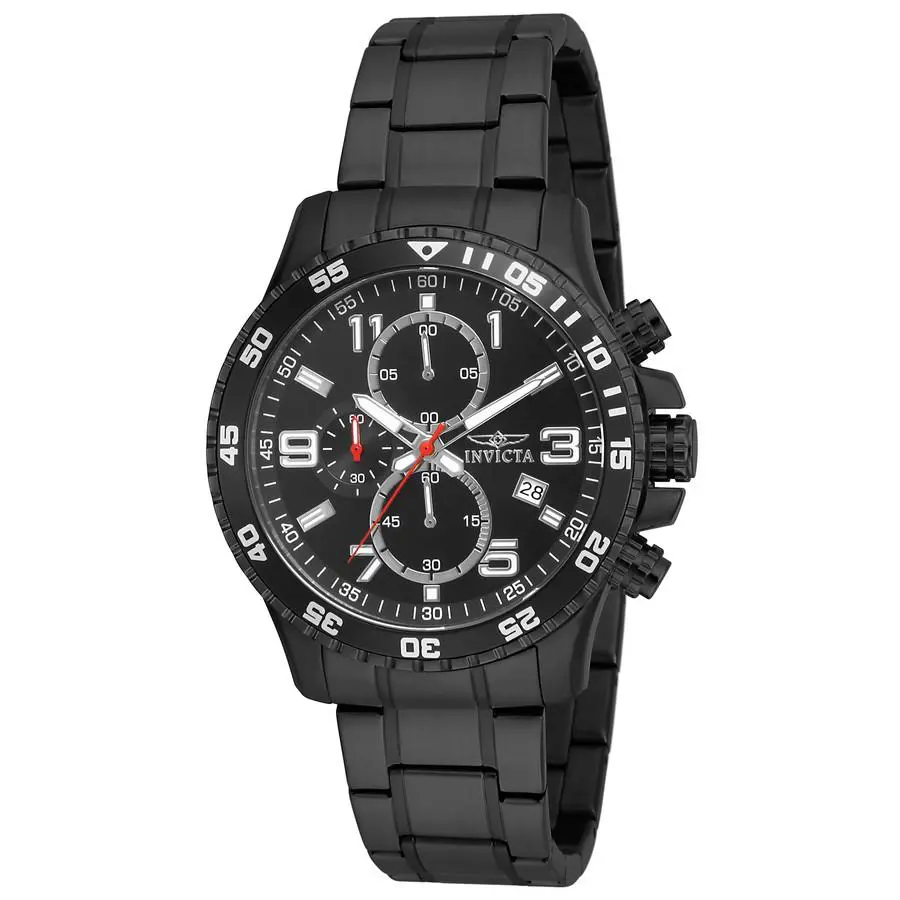 Invicta Men`s Watch Specialty Quartz Chronograph Black Dial Steel Bracelet 16933