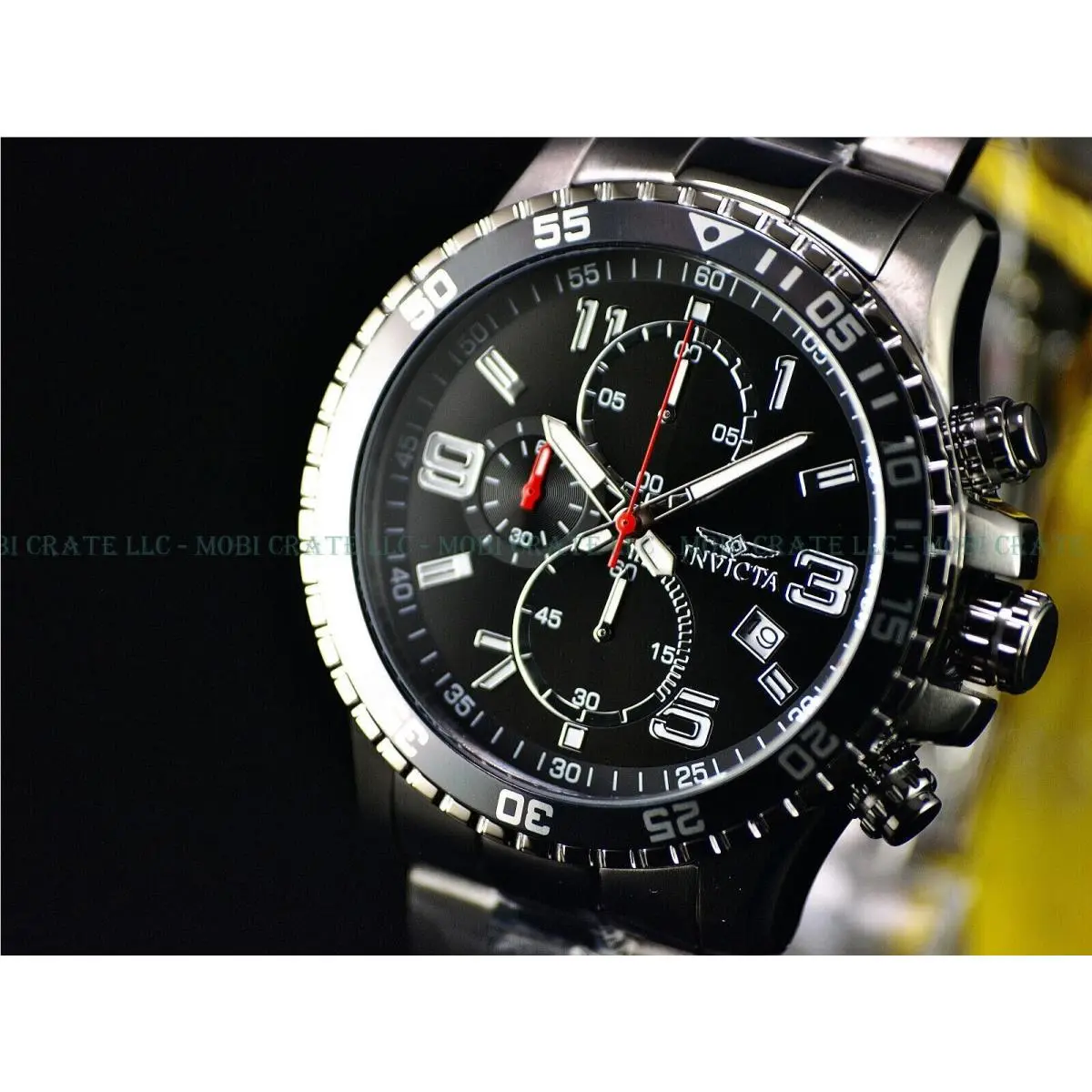 Invicta Men Pilot 45mm Quartz Chrono Combat Gunmetal Ion Plated SS Watch