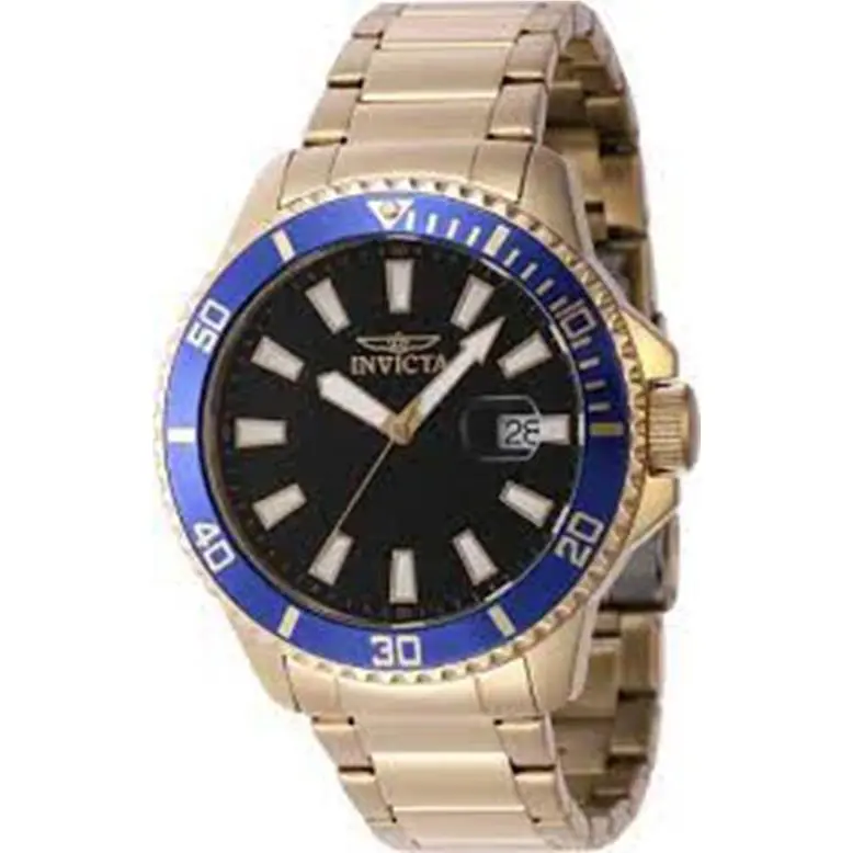 Invicta Chronograph Pro Diver Quartz Black Dial Gold Tone Men`s Watch 46139