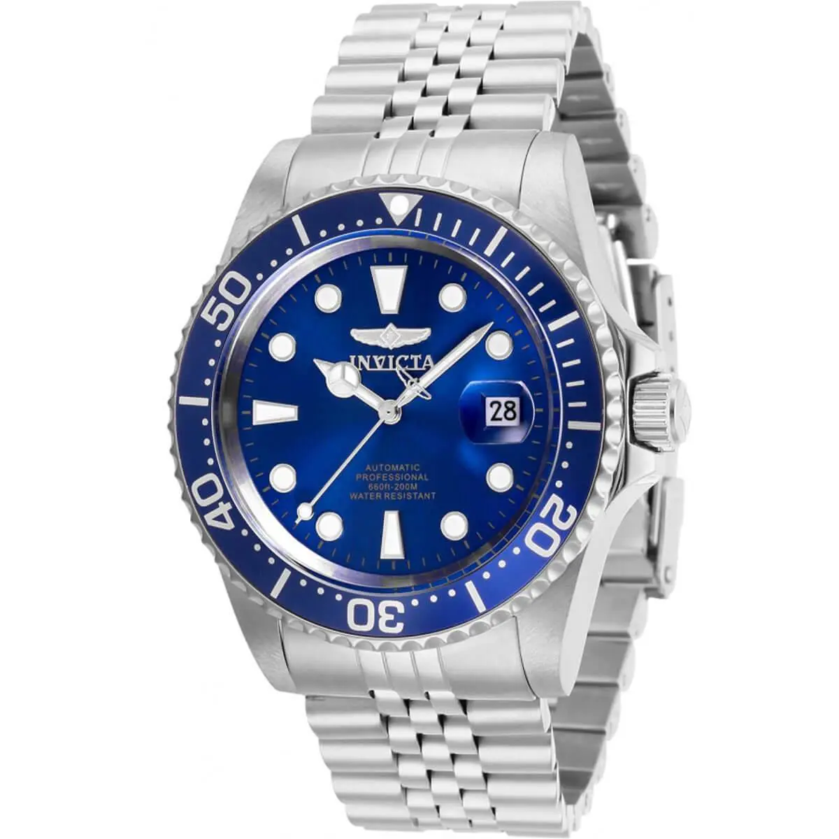 Invicta Men`s Watch Pro Diver Automatic Blue Dial Silver Tone Bracelet 30092 - Dial: Blue, Band: Silver