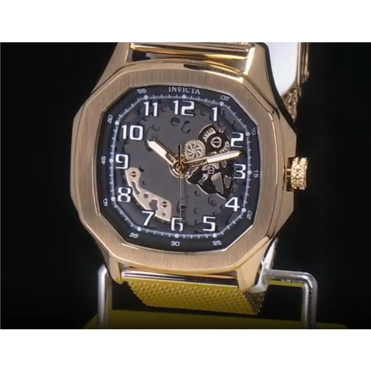 Invicta Rarity S1 Rally Diablo Men Skeleton Black Gold Luxury Mesh Band Fastship