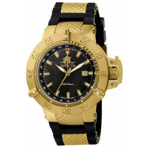 Swiss Made Invicta 1149 Subaqua Noma Iii Gmt Black Mop Dial Men`s Watch - Dial: MOP, Black, Band: Gray
