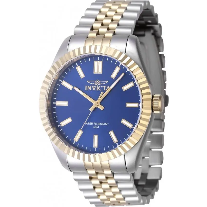 Invicta Specialty Quartz Blue Dial Men`s Watch 47486 - Dial: Blue, Band: Two-tone (Gold and Silver-tone), Bezel: Silver-tone