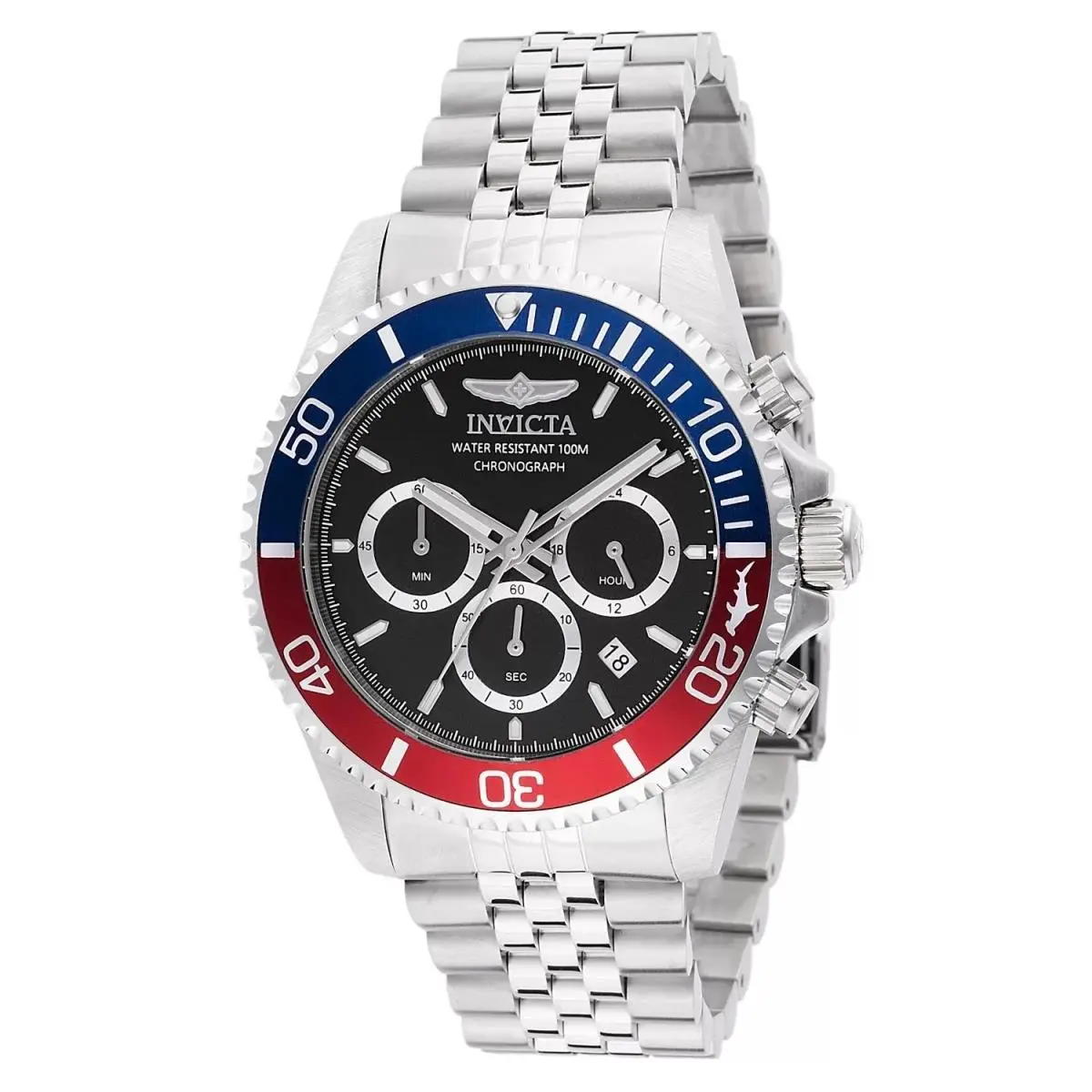 Invicta 48117 Quartz Watch Black Dial Stainless Steel 43mm Men - Dial: Black, Band: Stainless Steel