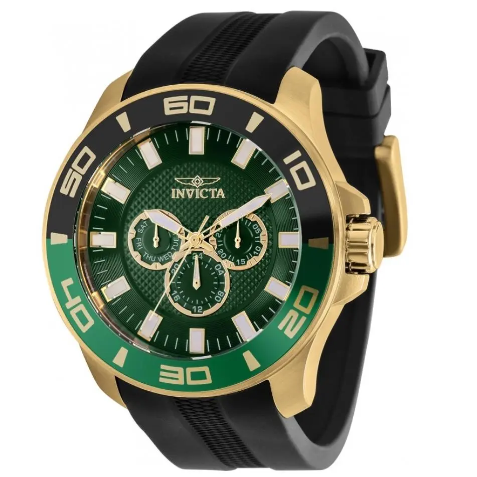 Invicta Pro Diver Men’s 50mm Green Dial Multifunction Date Silicone Watch 35743