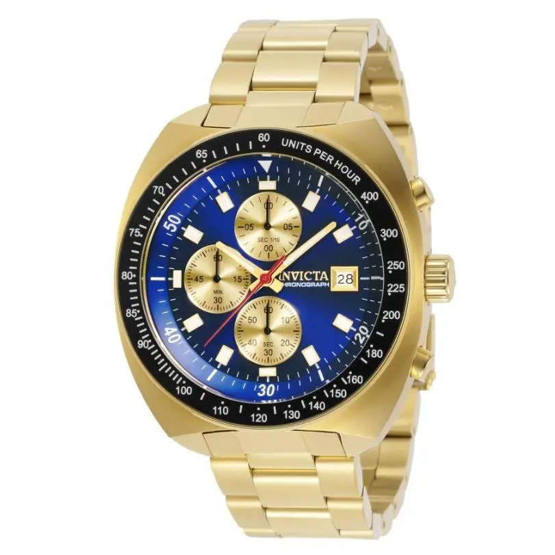 Invicta Pro Diver Men`s 46mm Blue Dial Gold Stainless Chronograph Watch 31492
