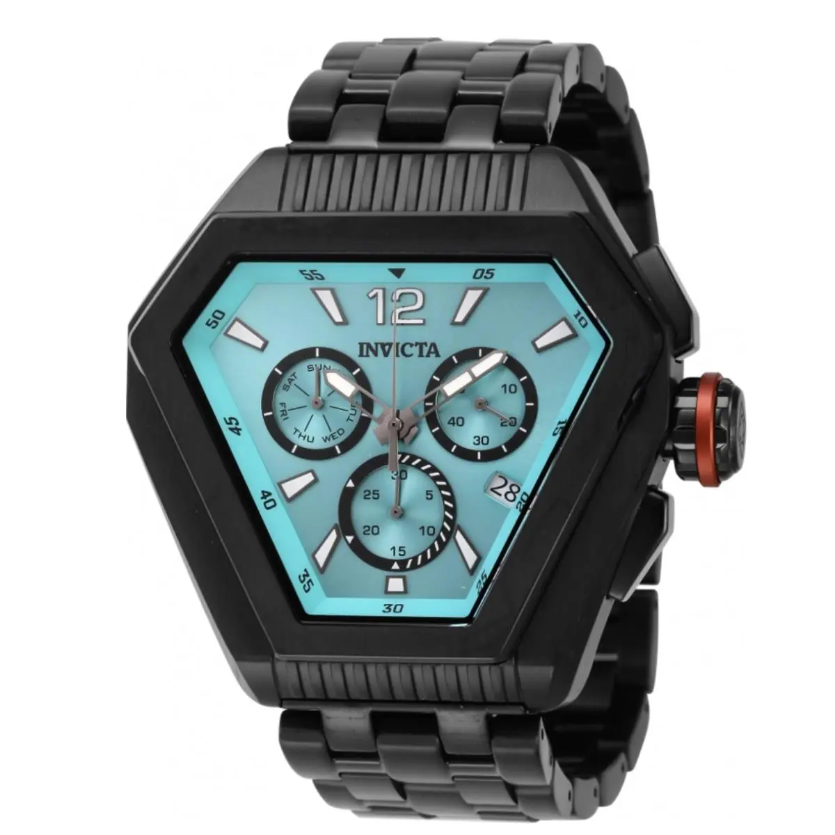 Invicta Speedway Men`s 53mm Aqua Teal Dial Swiss Chronograph Quartz Watch 46102 - Dial: Black, Blue, White, Band: Black, Bezel: Black