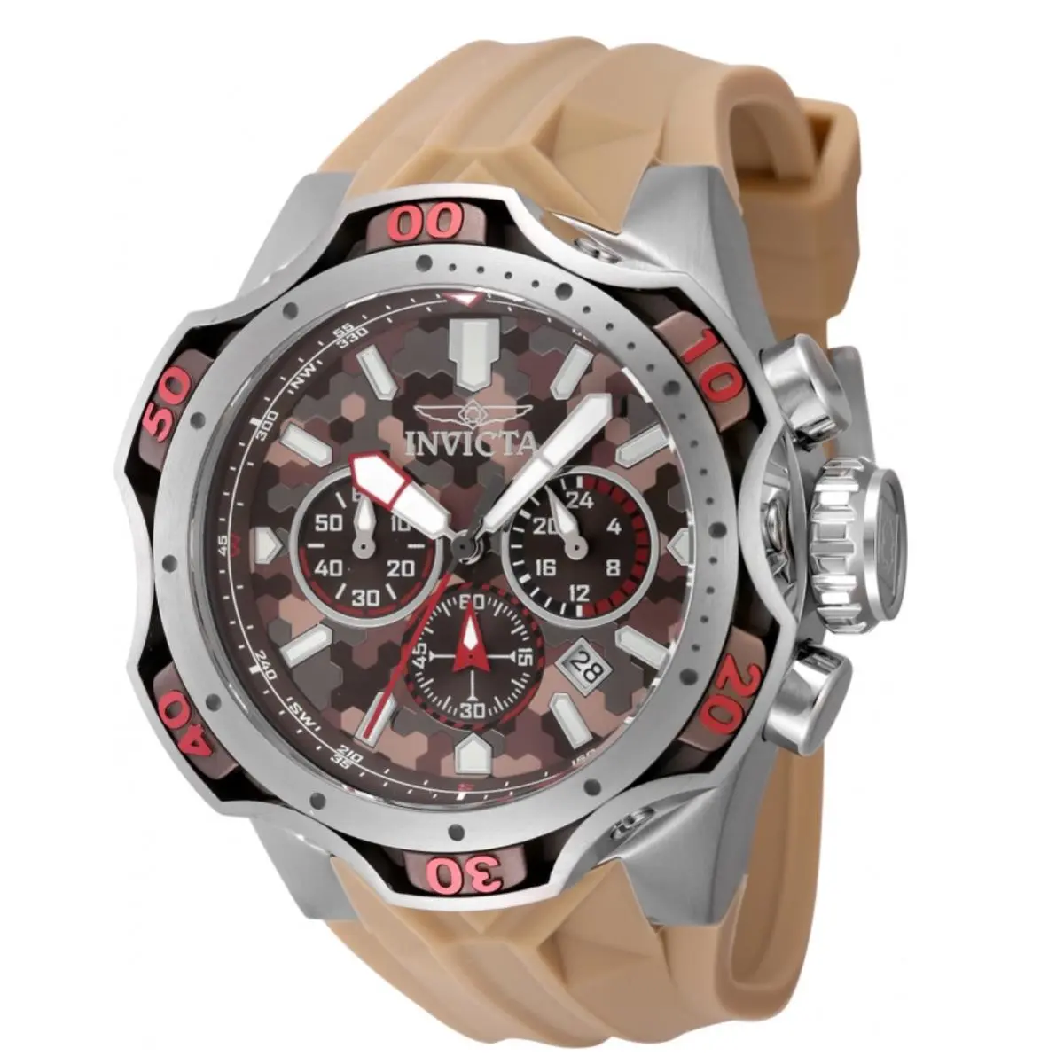 Invicta Venom Combat Men`s 52mm Desert Camo Quartz Chrono Watch 47761