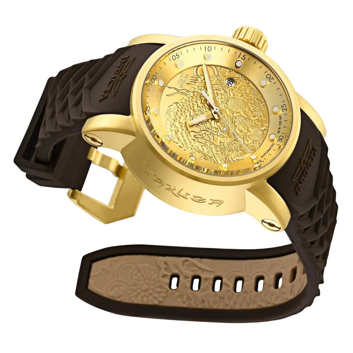 12790 Yakuza Dragon Watch NH35 Automatic Gold Dial Case Watch 48MM G by Invicta