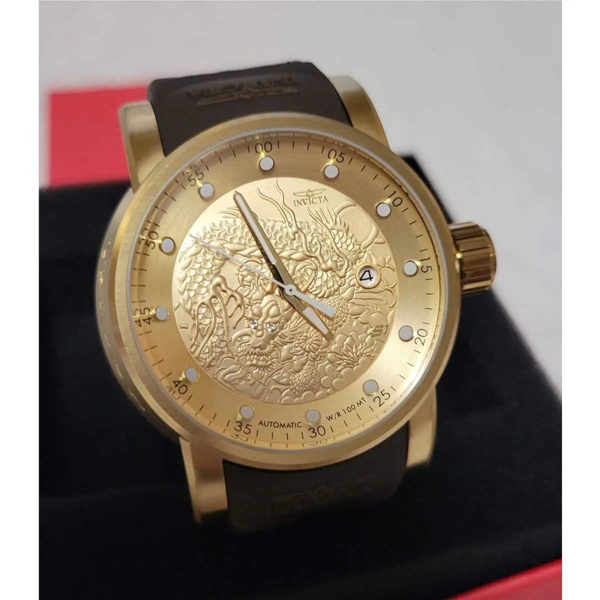 Invicta 12790 Yakuza Dragon Watch NH35 Automatic Gold Dial Case Watch 48MM G