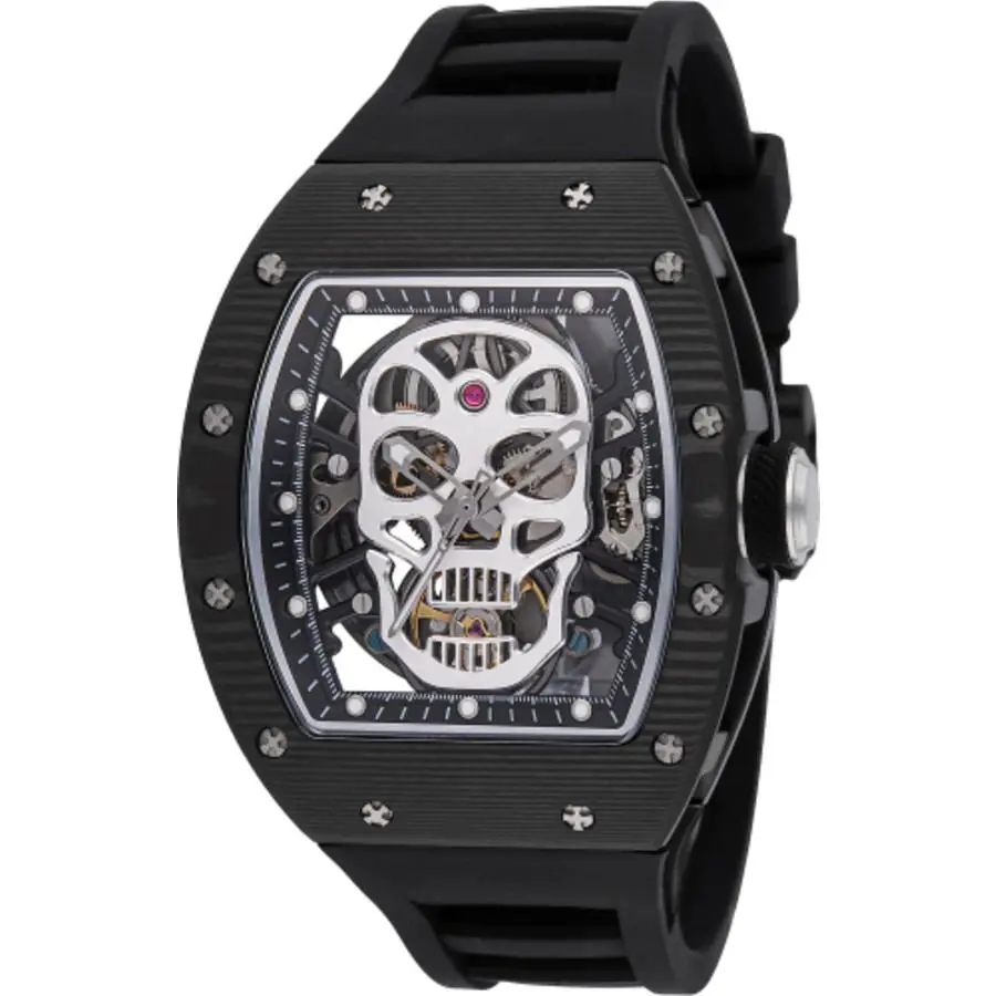 Invicta Men`s Watch S1 Rally Chrono Skeleton Dial Black Silicone Strap 49025
