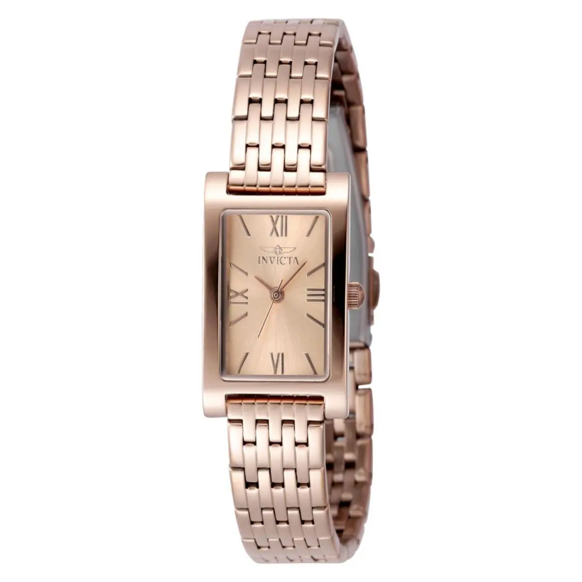 Invicta Women`s Watch Angel Quartz Rectangular Rose Gold Steel Bracelet 48149