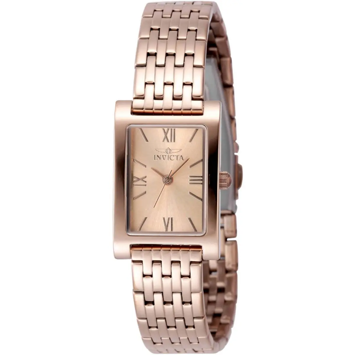 Invicta Women`s Watch Angel Quartz Rectangular Rose Gold Steel Bracelet 48149