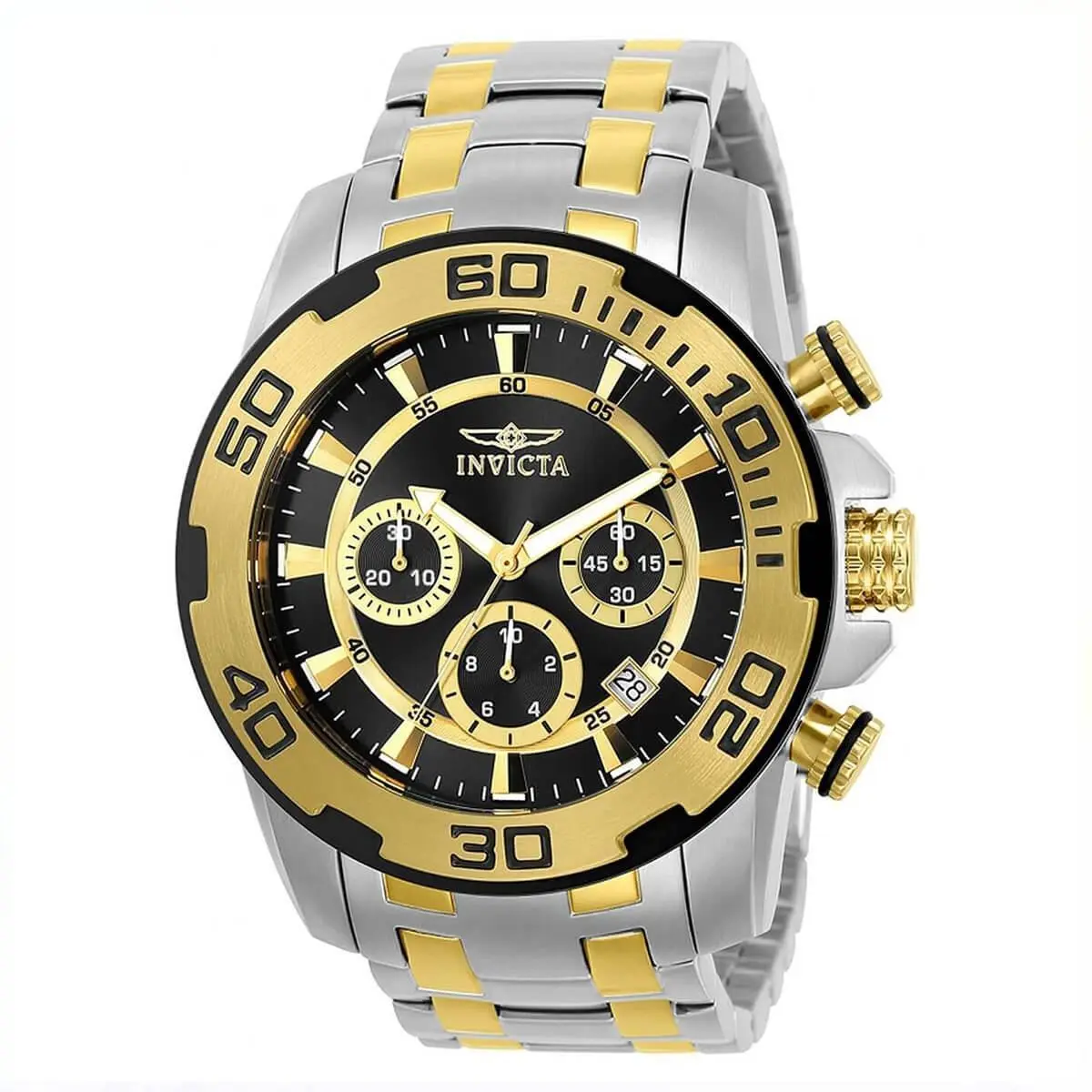 Invicta Men`s Watch Pro Diver Scuba TT Silver and Yellow Gold Bracelet 22322