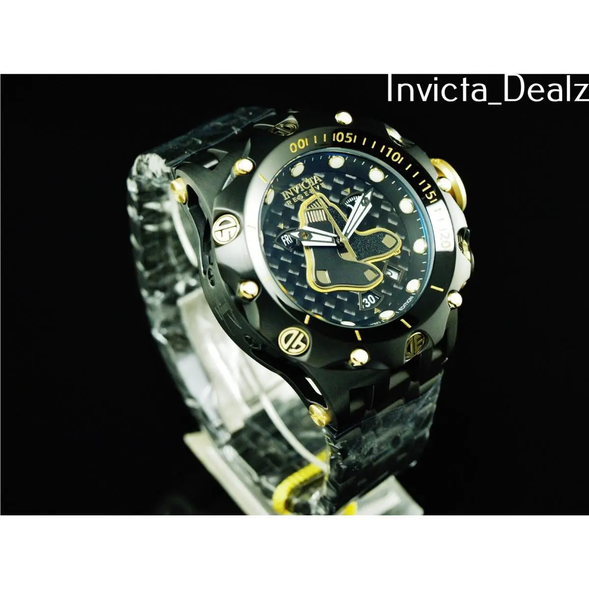 Invicta Men`s 51mm Black Lable Reserve Mlb Venom Fusion Boston Red Sox SS Watch