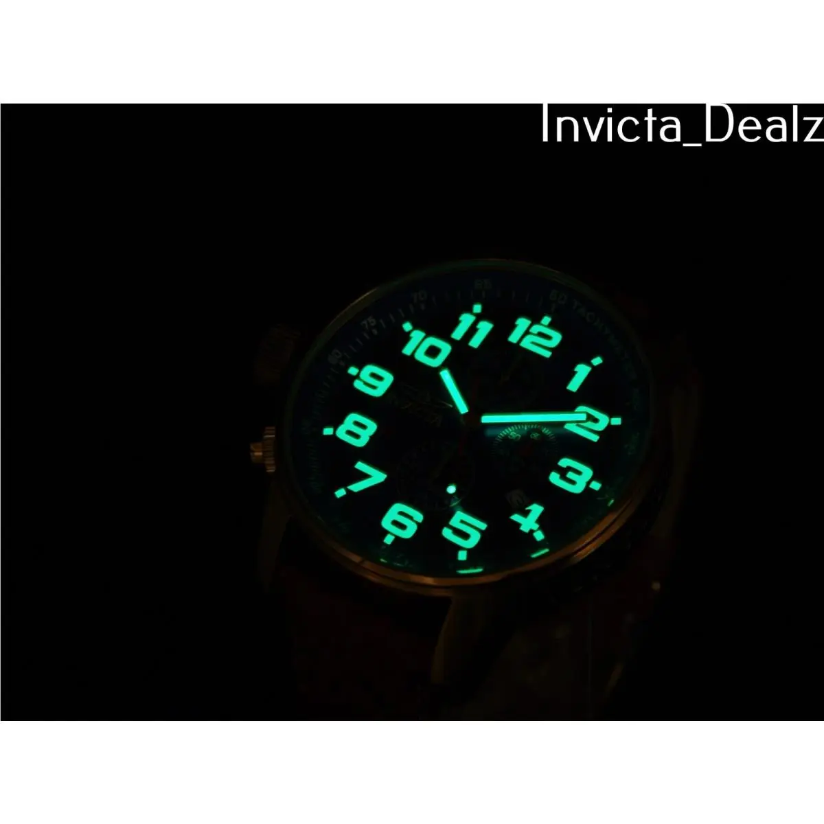 46MM Men Superluminova I-force Lefty Chrono Leather SS Watch by Invicta