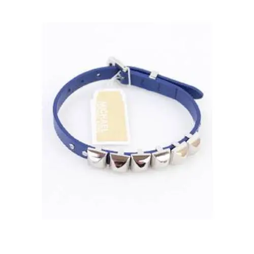 Michael Kors Blue Silver Leather Pyramid Stud Buckle Bracelet Mkj2977040