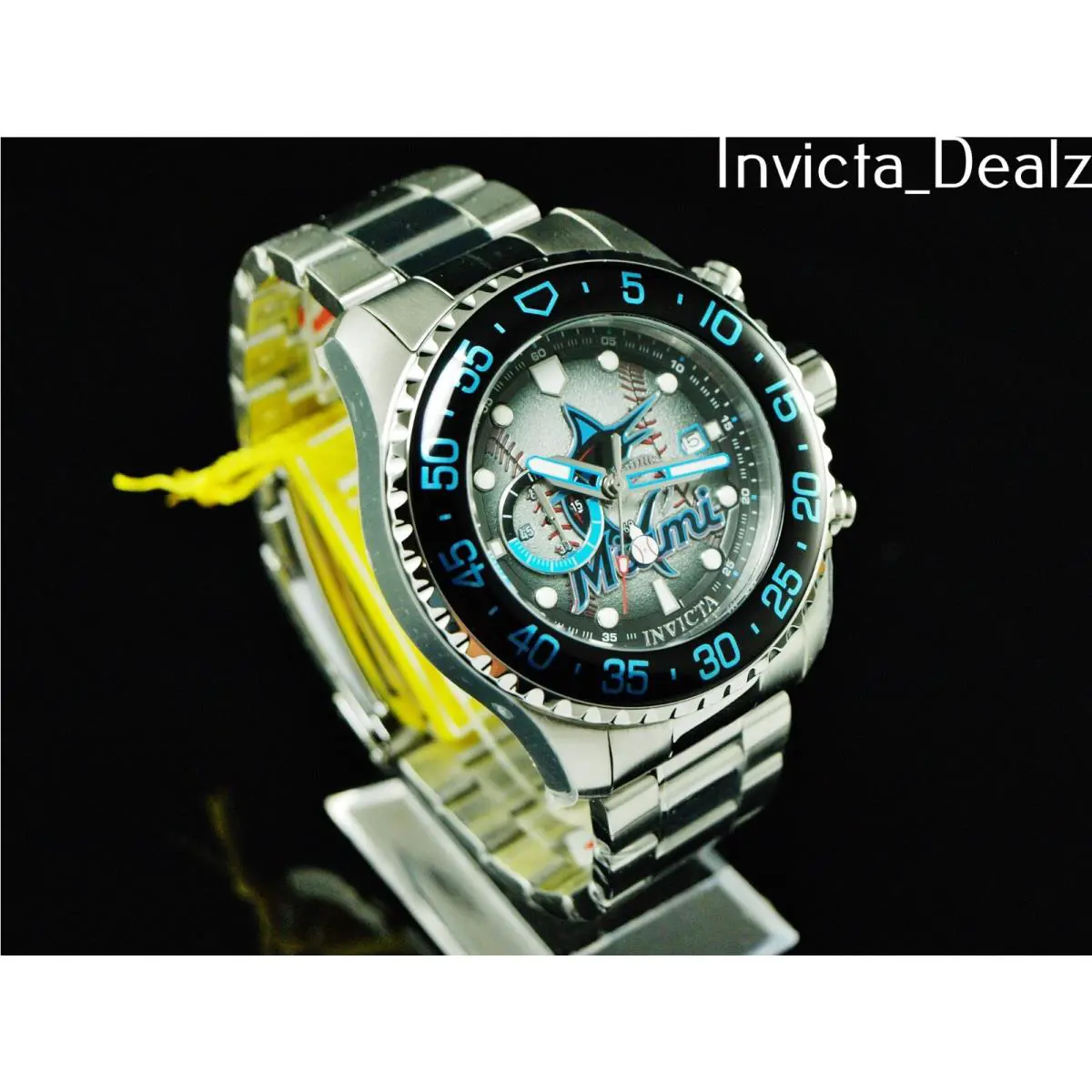 Invicta Men`s 50mm Mlb Pro Diver Miami Marlins Chronograph SS Watch