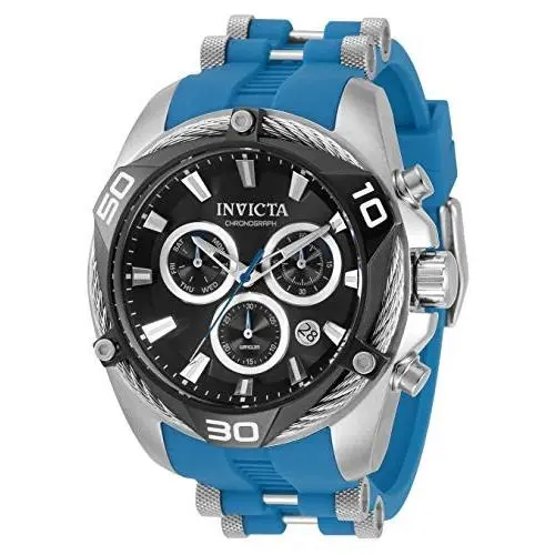 Invicta Men`s 31312 Bolt Quartz Chronograph 50MM Black Dial Blue Silicone Watch
