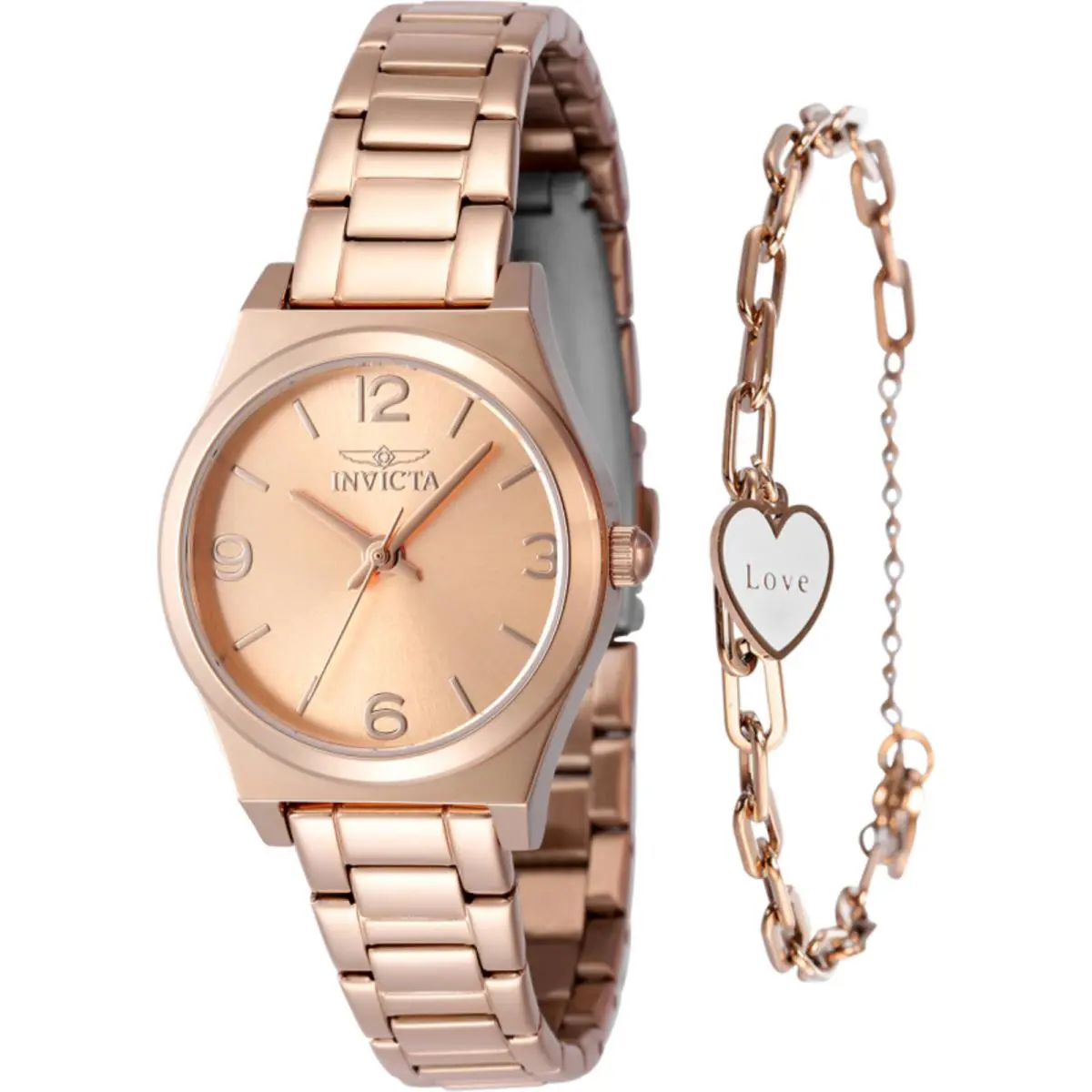 Invicta Women`s Watch Angel Quartz Rose Gold Tone Dial Steel Bracelet 48248 - Dial: Rose Gold, Band: Rose