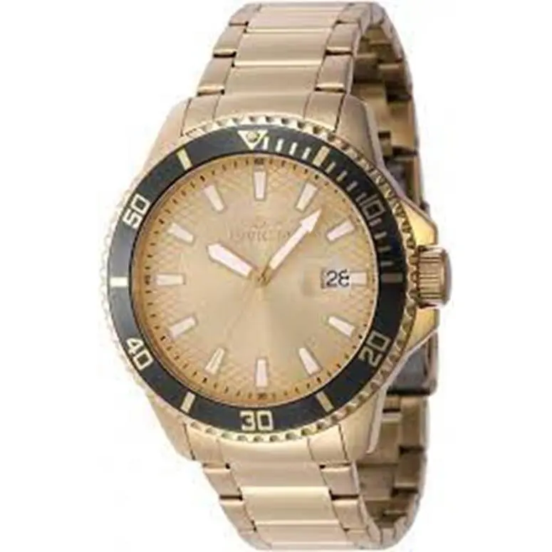 Invicta Chronograph Pro Diver Quartz Gold Dial Gold Tone Men`s Watch 46140
