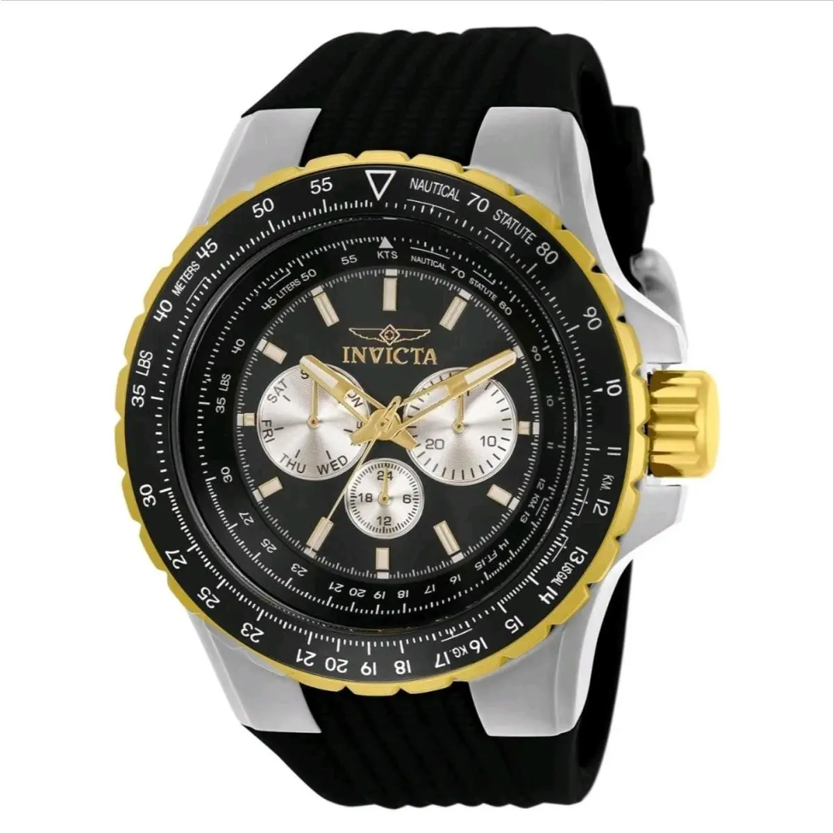 Invicta Men`s 33029 Aviator Quartz Chronograph 50mm Black Silicone Watch