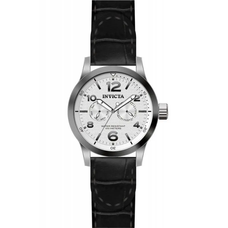 Invicta I-force Silver Dial Stainless Steel Black Leather Men`s Watch 13009 - Black / Silver, Dial: Silver textured, Band: Black