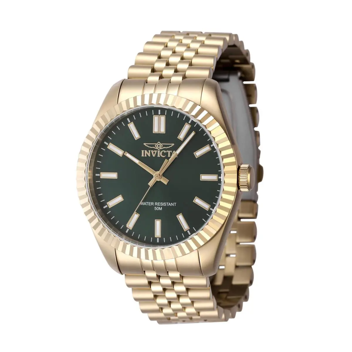 Invicta Men`s Watch Specialty Green Dial Yellow Gold Steel Bracelet Quartz 47489 - Dial: Green, Band: Yellow