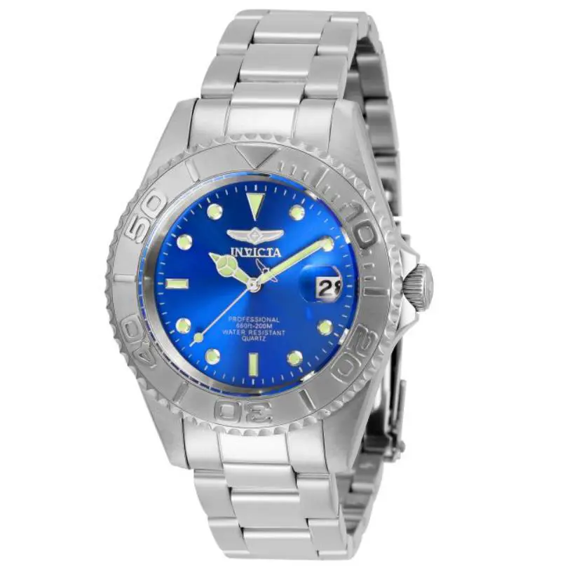 Invicta Pro Diver Men`s Watch Blue Dial - 43mm Steel 29938 - Dial: Blue, Band: Silver, Bezel: Silver