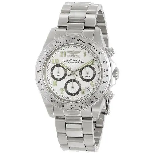 Invicta Speedway Chronograph White Dial Men`s Watch 17023 - Dial: White, Band: Silver-tone, Bezel: Silver-tone