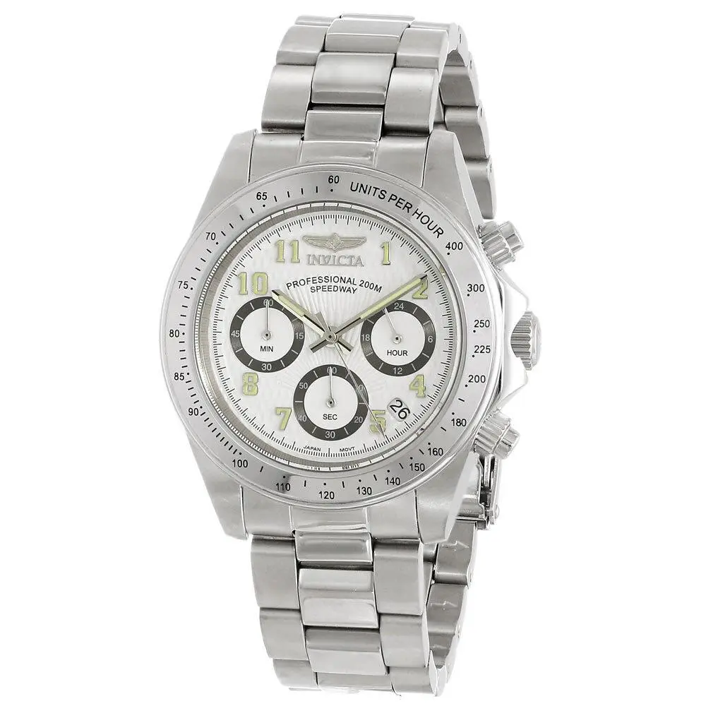 Invicta Men`s Watch Speedway Chronograph Quartz Diver Stainless Bracelet 17023 - Dial: White, Band: Silver