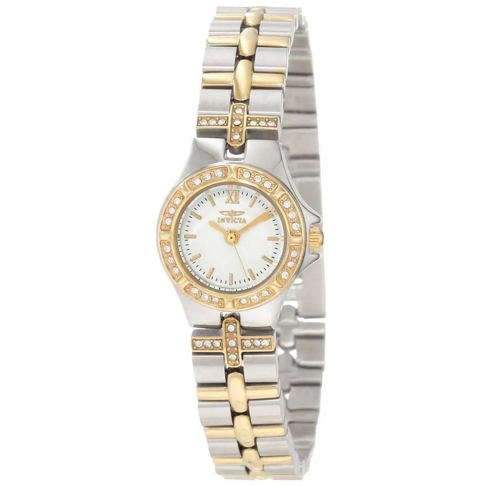 Invicta Women`s Watch Two Tone Stainless Steel White Dial Quartz Bracelet 0133 - Dial: Rose Gold, Band: Gold, Pink, Bezel: Gold