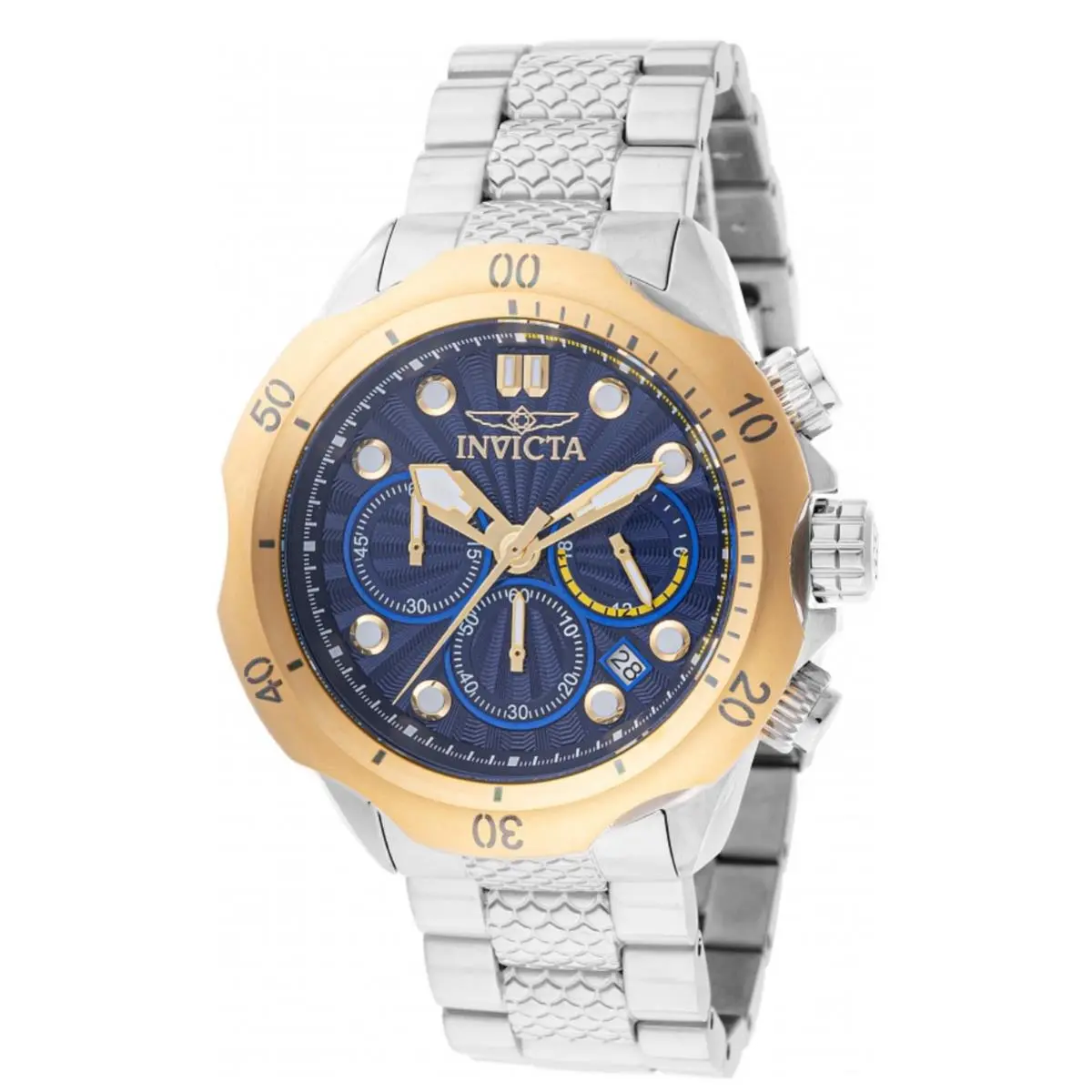 Invicta Venom Mid-size Mens 47mm Blue Dial Gold Quartz Chrono Watch 47752