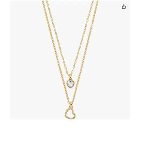 Michael Kors MK Logo Heart Crystal Heart Gold Layered Necklace MKJ7801710 +box