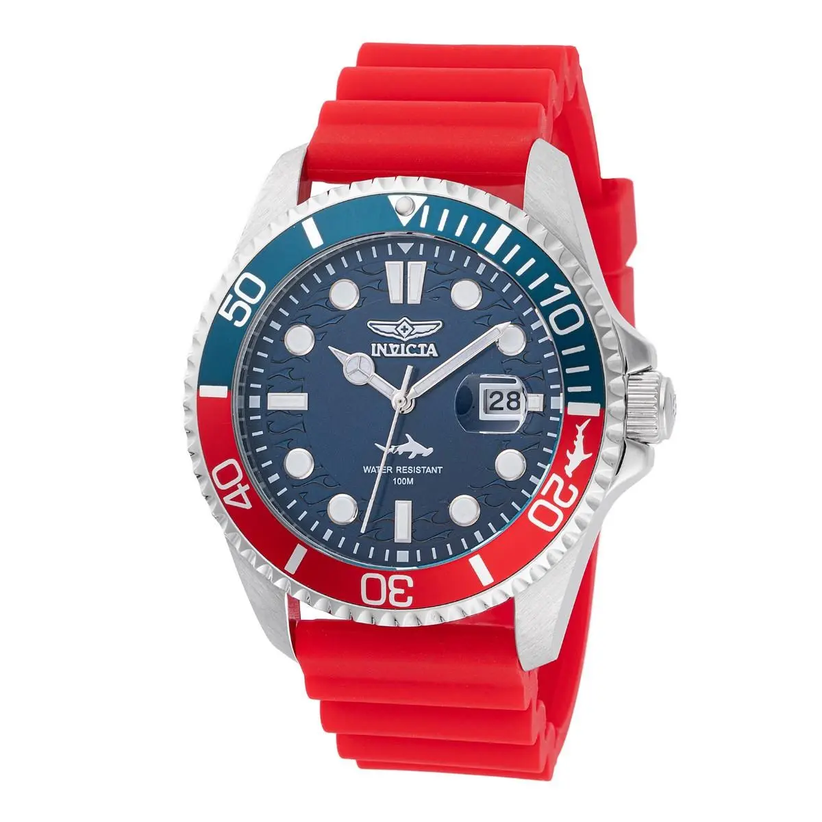 BF Deal  Men`s 43mm Pro Diver Quartz Red/blue Tone Dial 100m Watch by Invicta