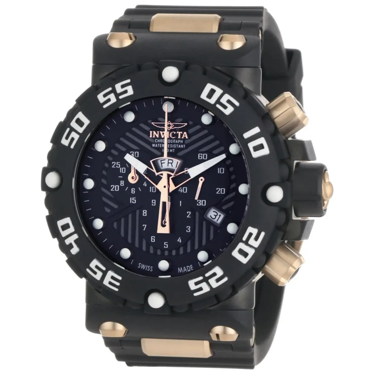 Swiss Made Invicta 0655 Subaqua Nitro Chronograph Watch with 8-Slot Dive Case