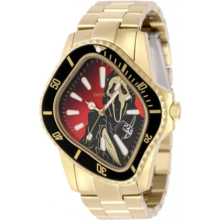 Invicta 50546 Artist Surreal 40mm Men`s Watch Quartz Stainless Steel 50m WR - Dial: Gradient, Red, Black, Band: Gold, Bezel: Black, Gold