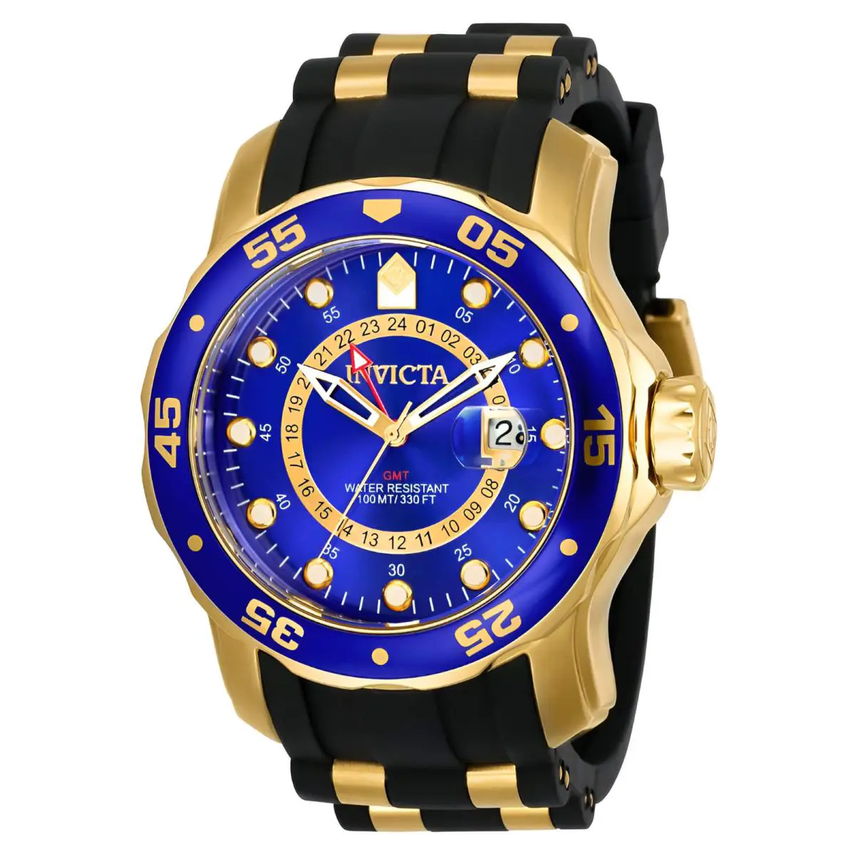 Invicta Men`s Watch Pro Diver Scuba Chrono Blue and Gold Tone Dial Strap 6993 - Dial: Blue, Band: Black