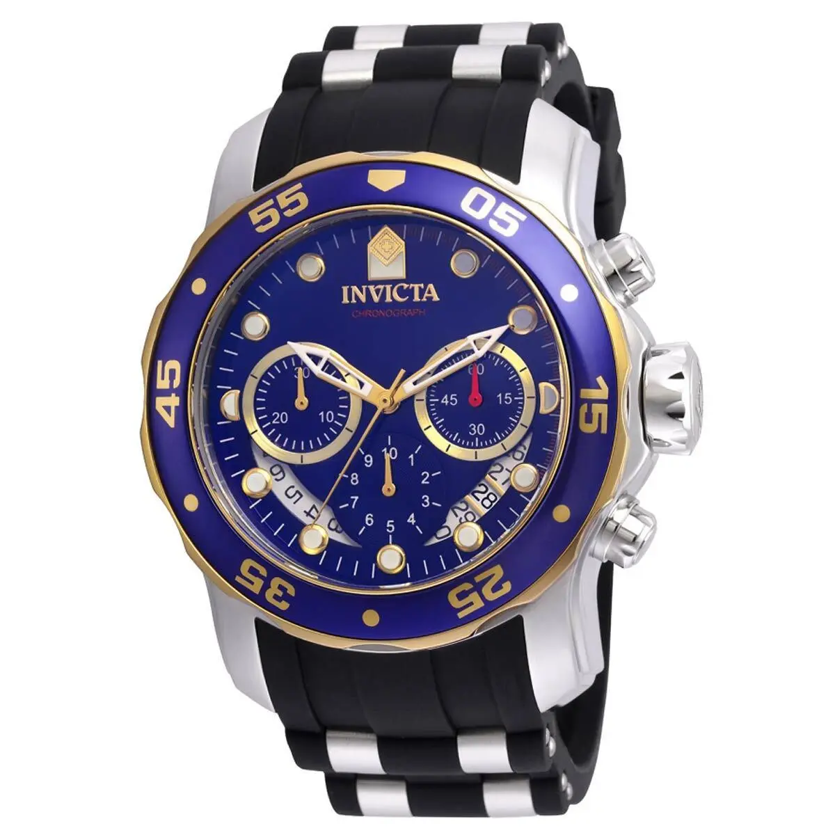 Invicta 22971 Men`s Chrono Blue Dial Steel Silicone Strap Watch