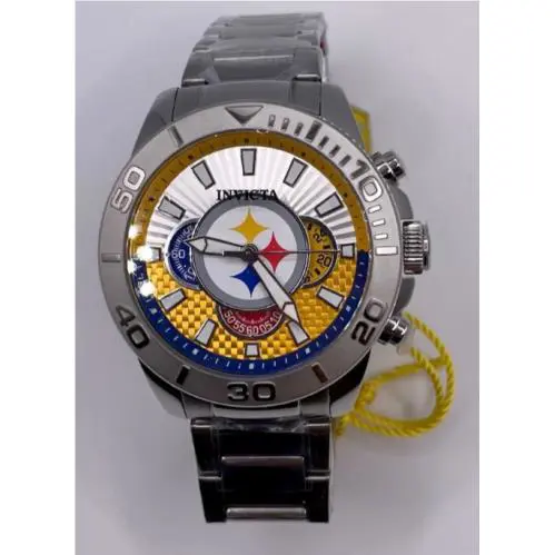 Invicta Nfl Pittsburgh Steelers Men`s 45mm Quartz Chronograph Watch 47933